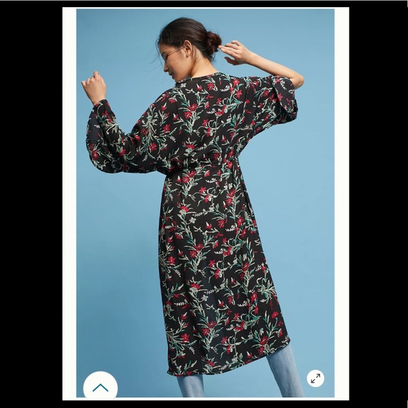 Anthropologie Floreat Aster Floral Kimono Robe Med - Picture 4 of 12